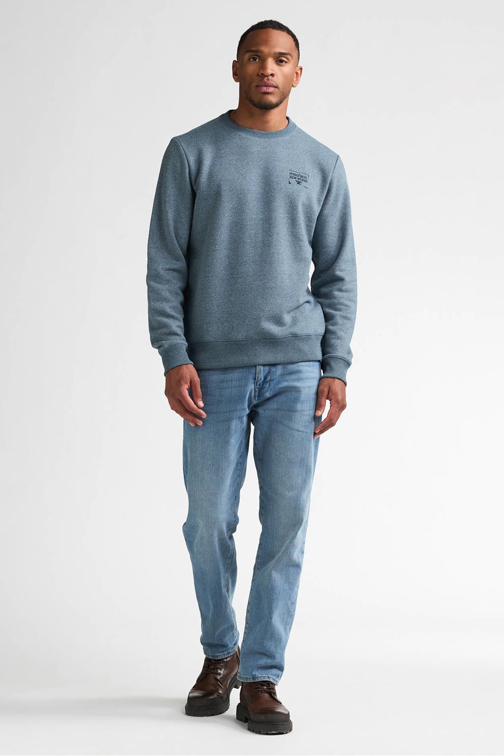 Petrol Industries regular fit sweater met borduursels - blauw