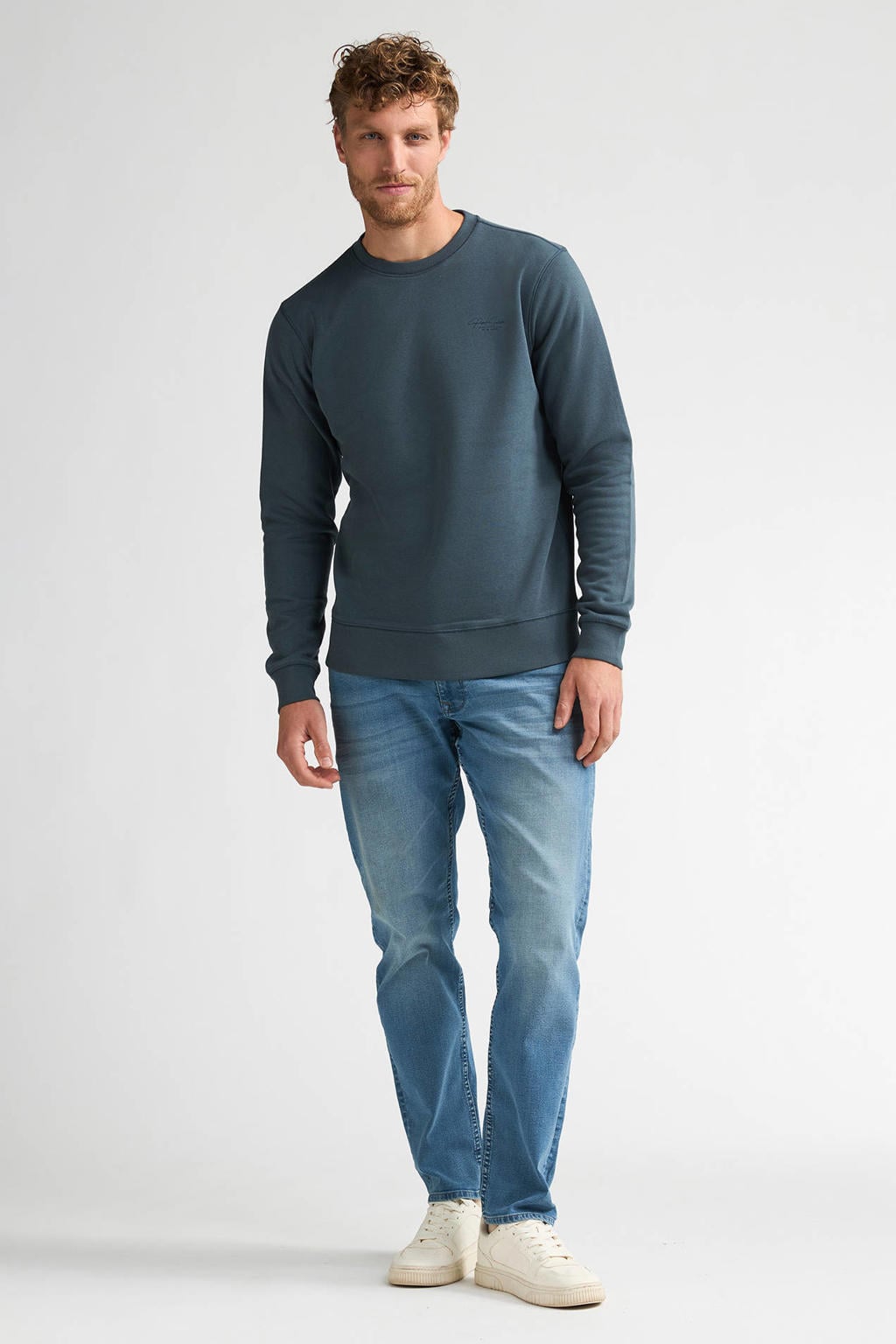 Petrol Industries regular fit sweater met backprint - blauw