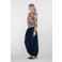 Geisha top met smockwerk en print - zwart/oranje