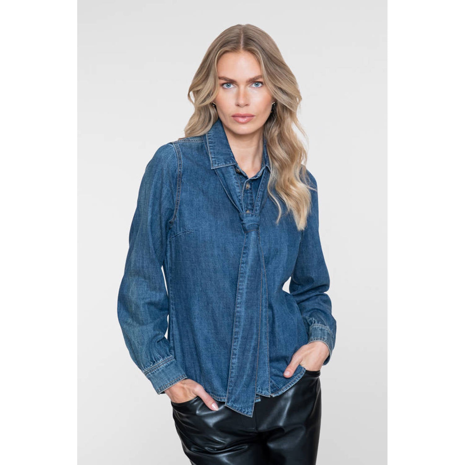 Geisha denim blouse medium blue denim