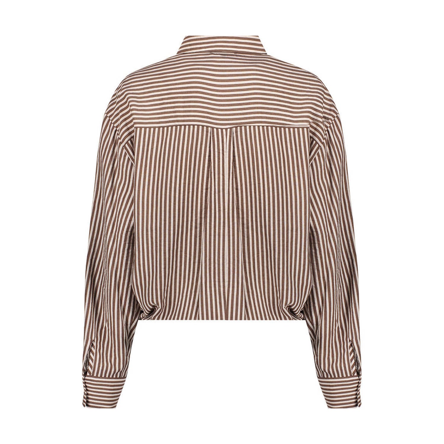 Geisha gestreepte blouse bruin