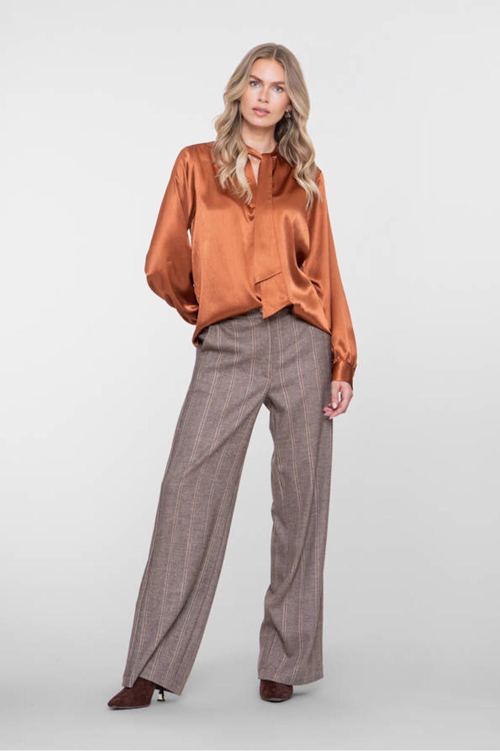 Geisha satijnen blouse - oranje