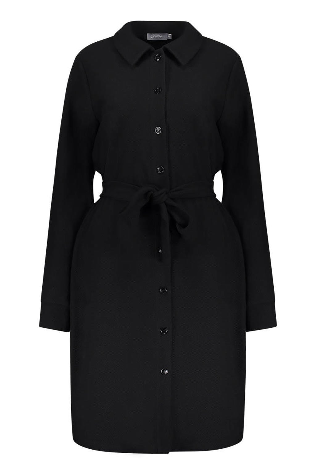 Geisha blousejurk met ceintuur - zwart