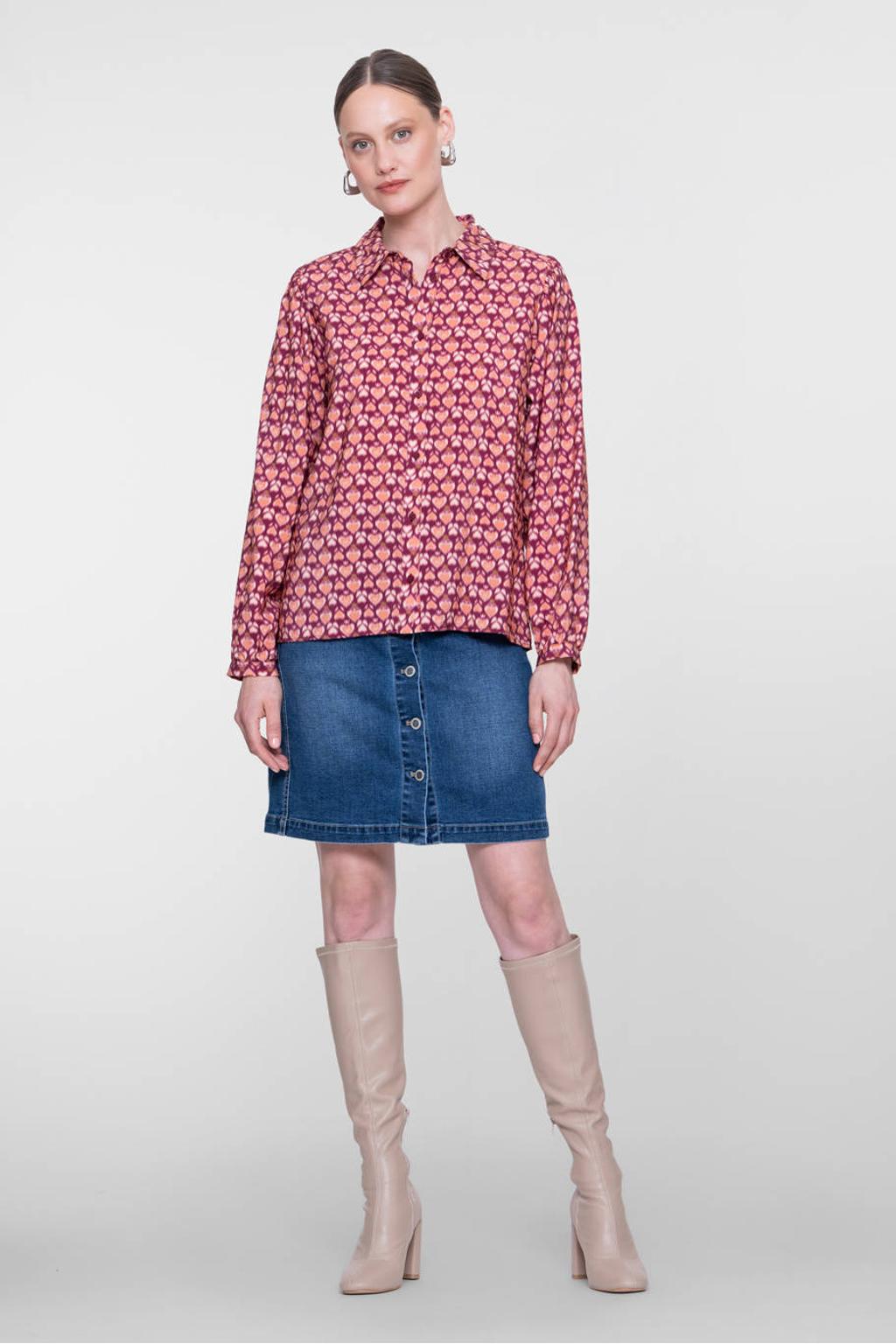 Medium blue denim dames Geisha korte spijkerrok van denim met regular waist, rits- en knoopsluiting en effen