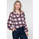 Geisha geruite blouse met glitters - donkerrood/ecru/blauw