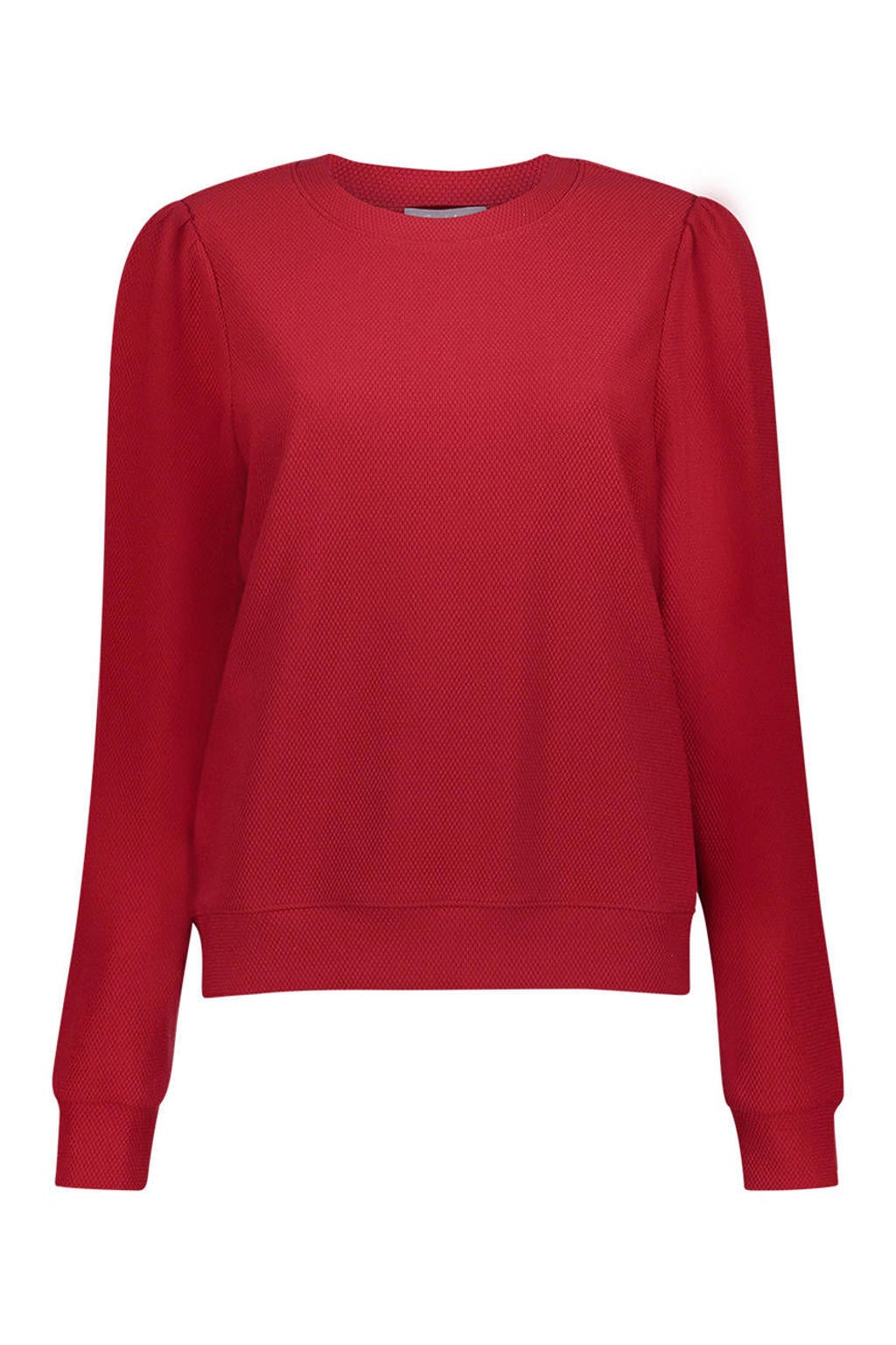 Rode dames Geisha sweater van polyester met effen, lange mouwen en ronde hals