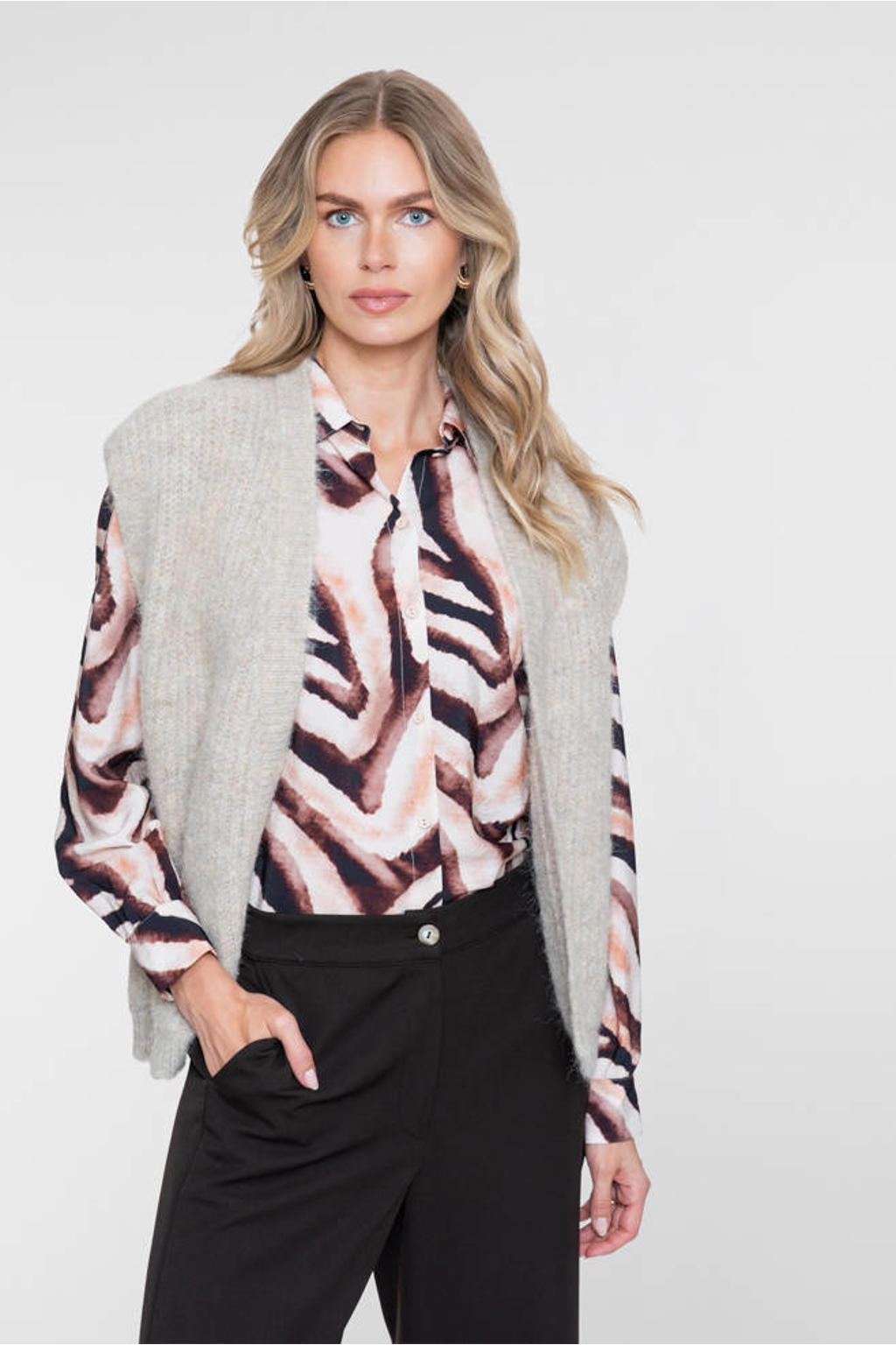 Geisha gilet met wol - beige