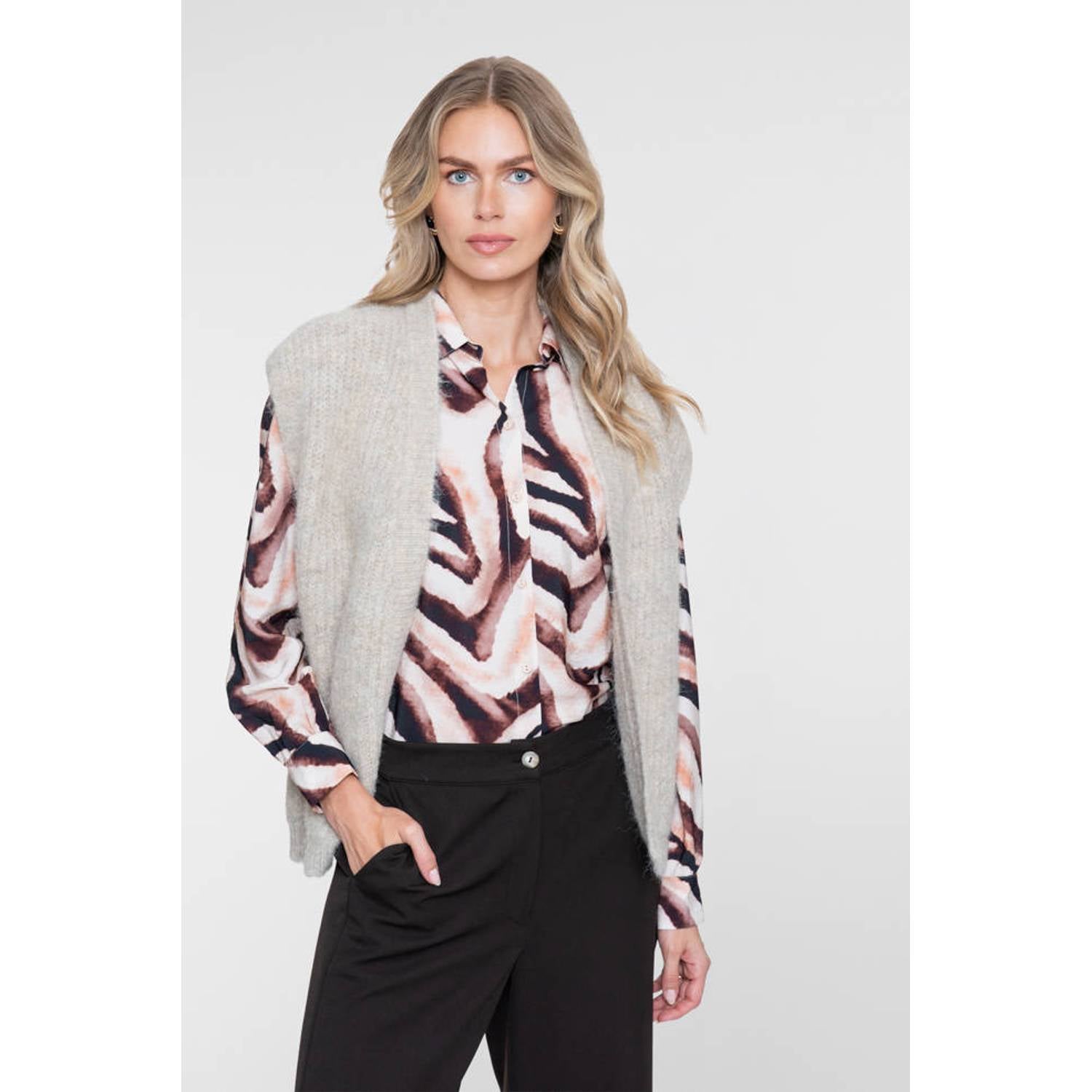 Geisha gilet met wol beige