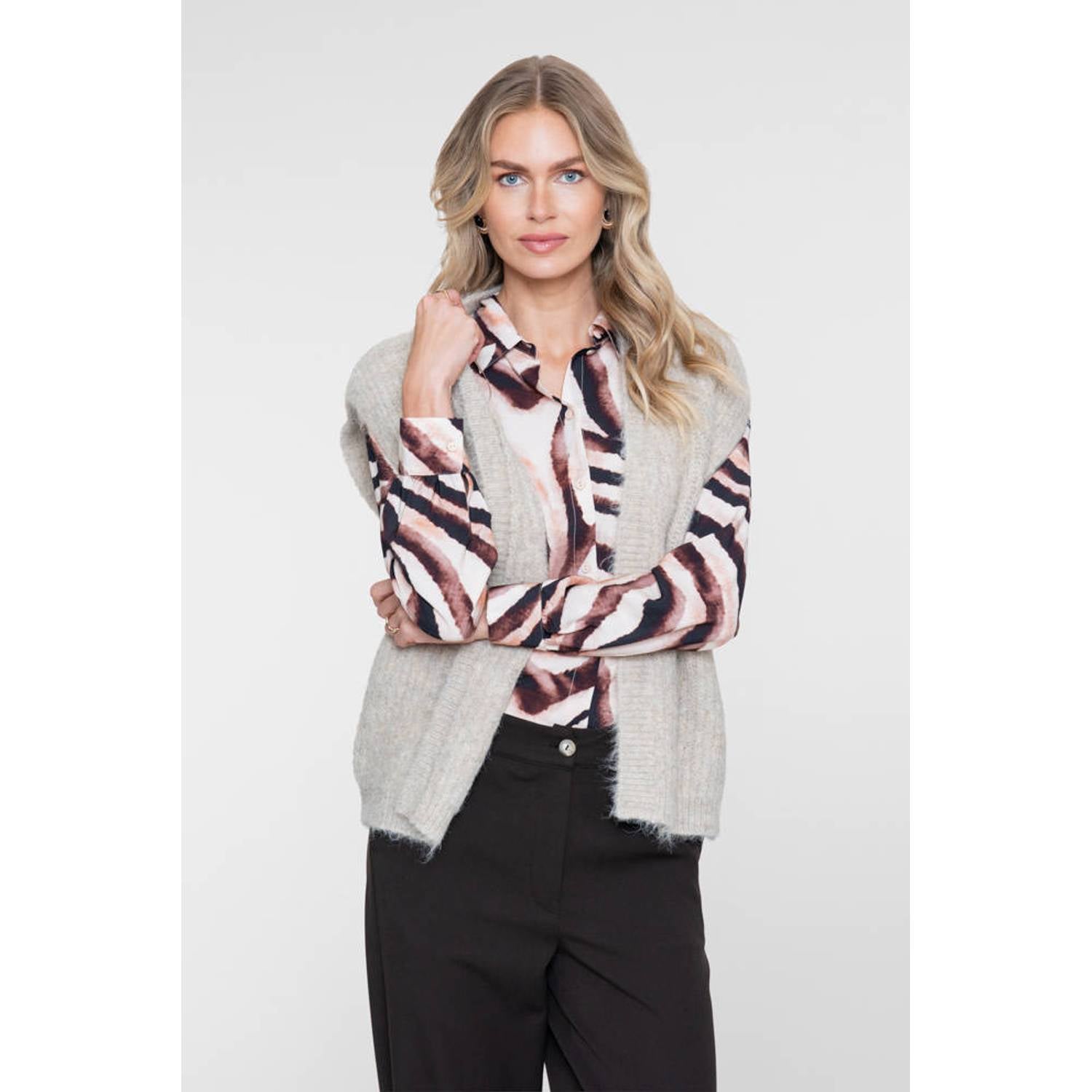 Geisha gilet met wol beige