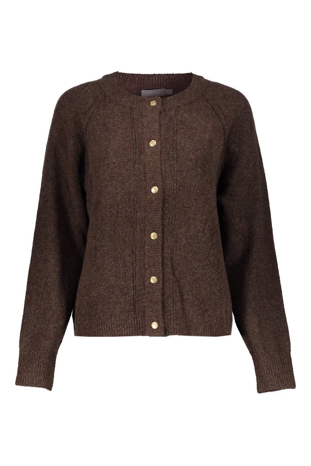 Geisha gebreid vest met wol - donkerbruin