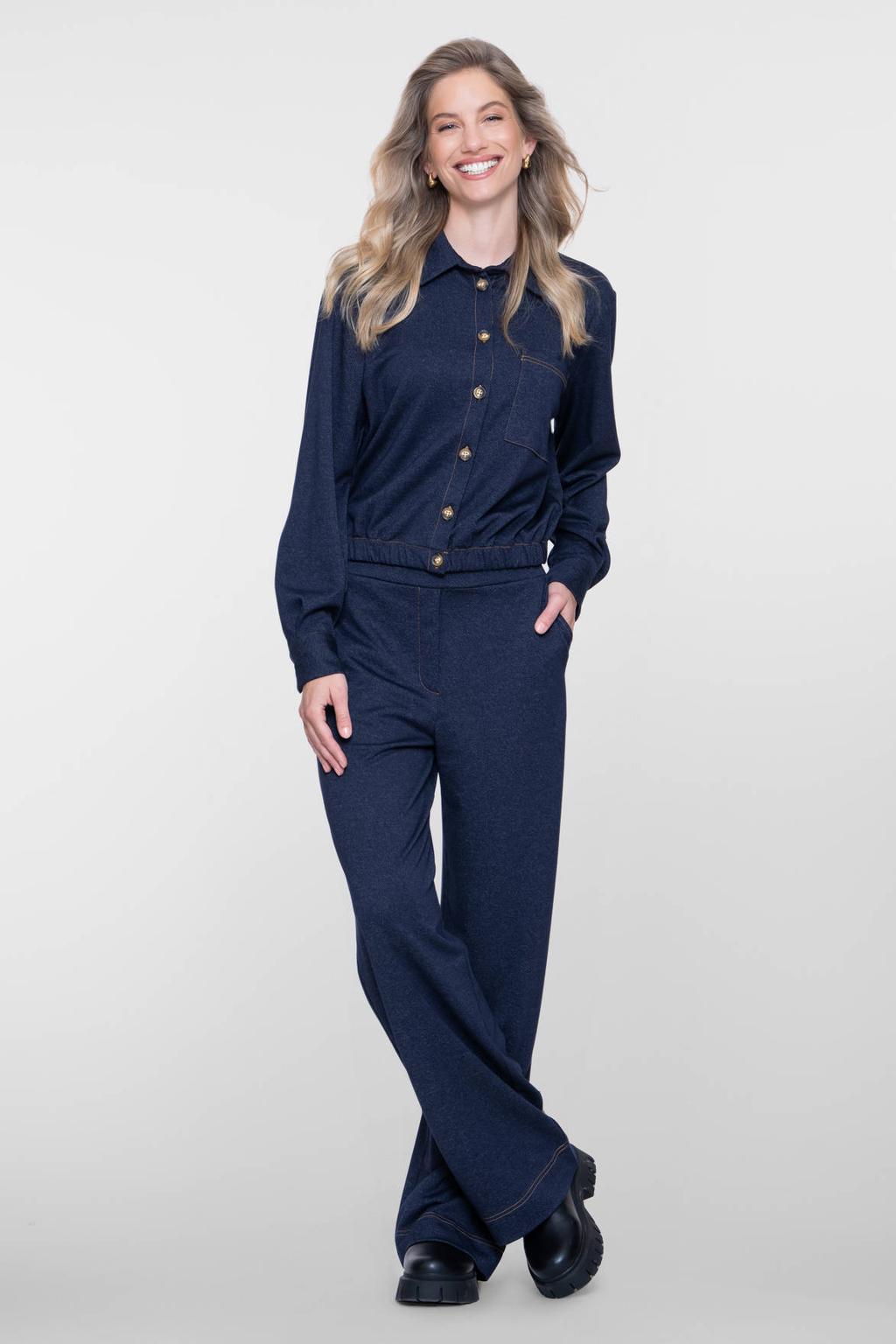 Geisha straight leg broek - blauw