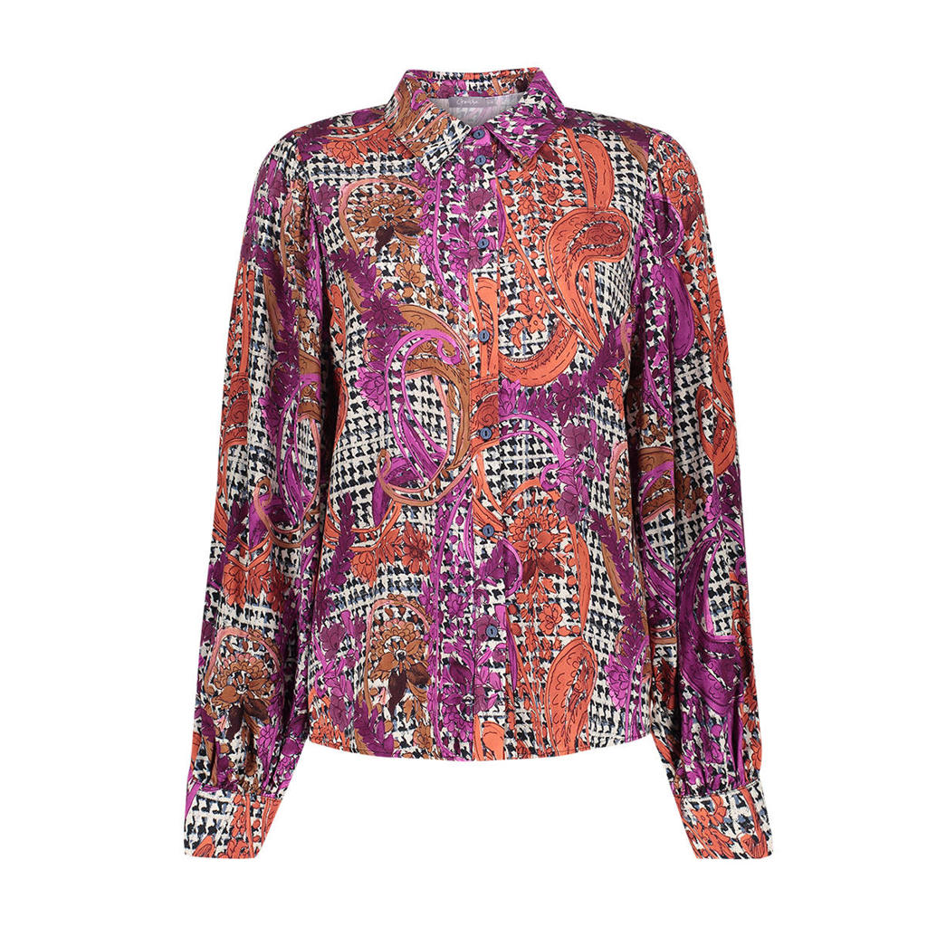 Geisha blouse met print - donkerblauw