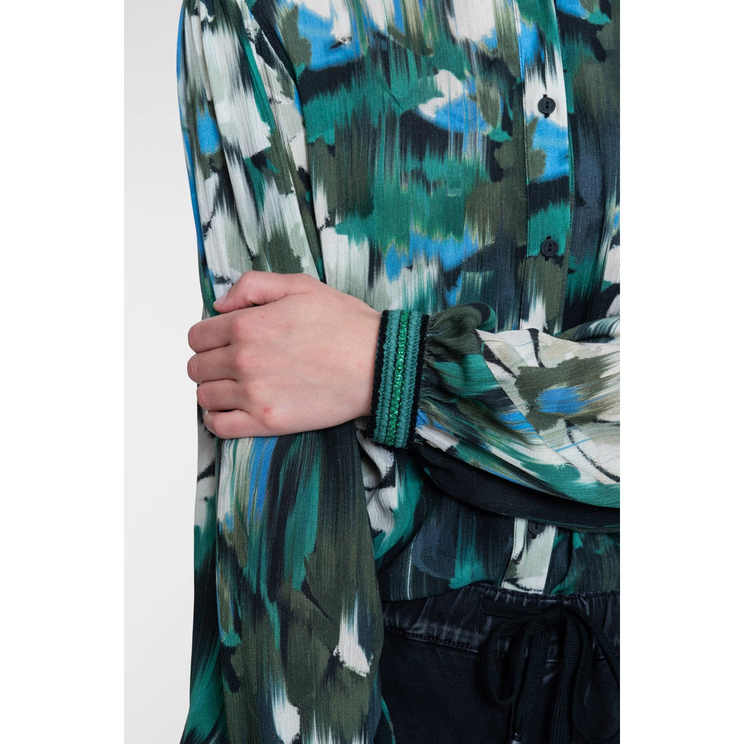Geisha gebloemde blouse groen blauw