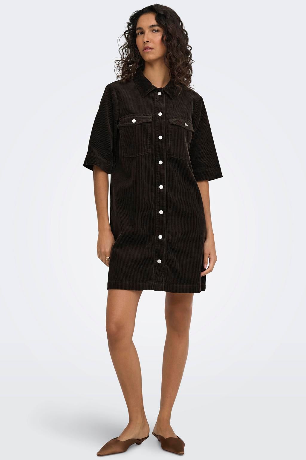 JDY corduroy blousejurk - bruin