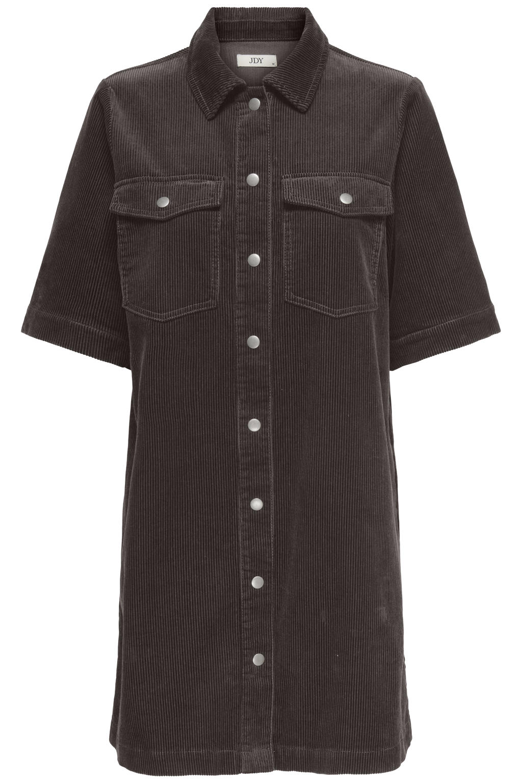 Bruine dames JDY corduroy blousejurk met effen, lange mouwen, button down sluiting en knoopsluiting
