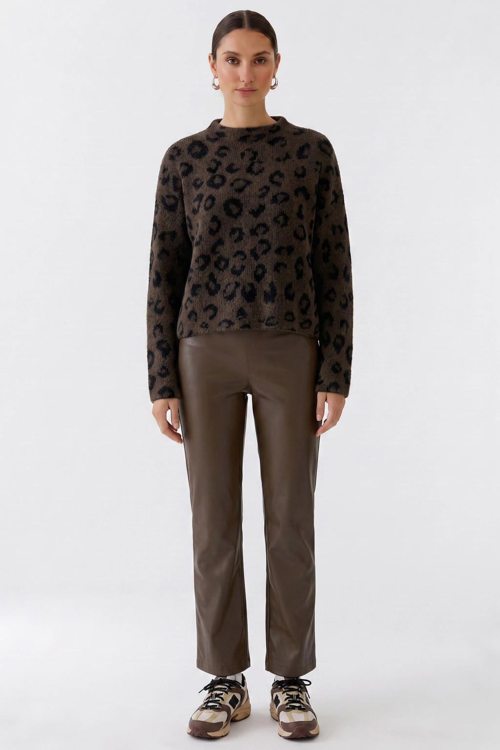 OUI slim fit broek - bruin
