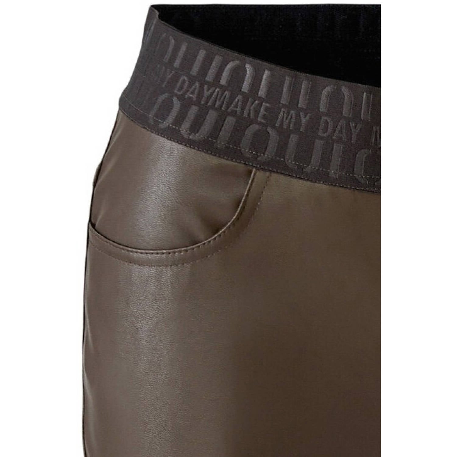 OUI slim fit broek bruin