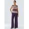 OUI high waist regular fit broek - donkerpaars
