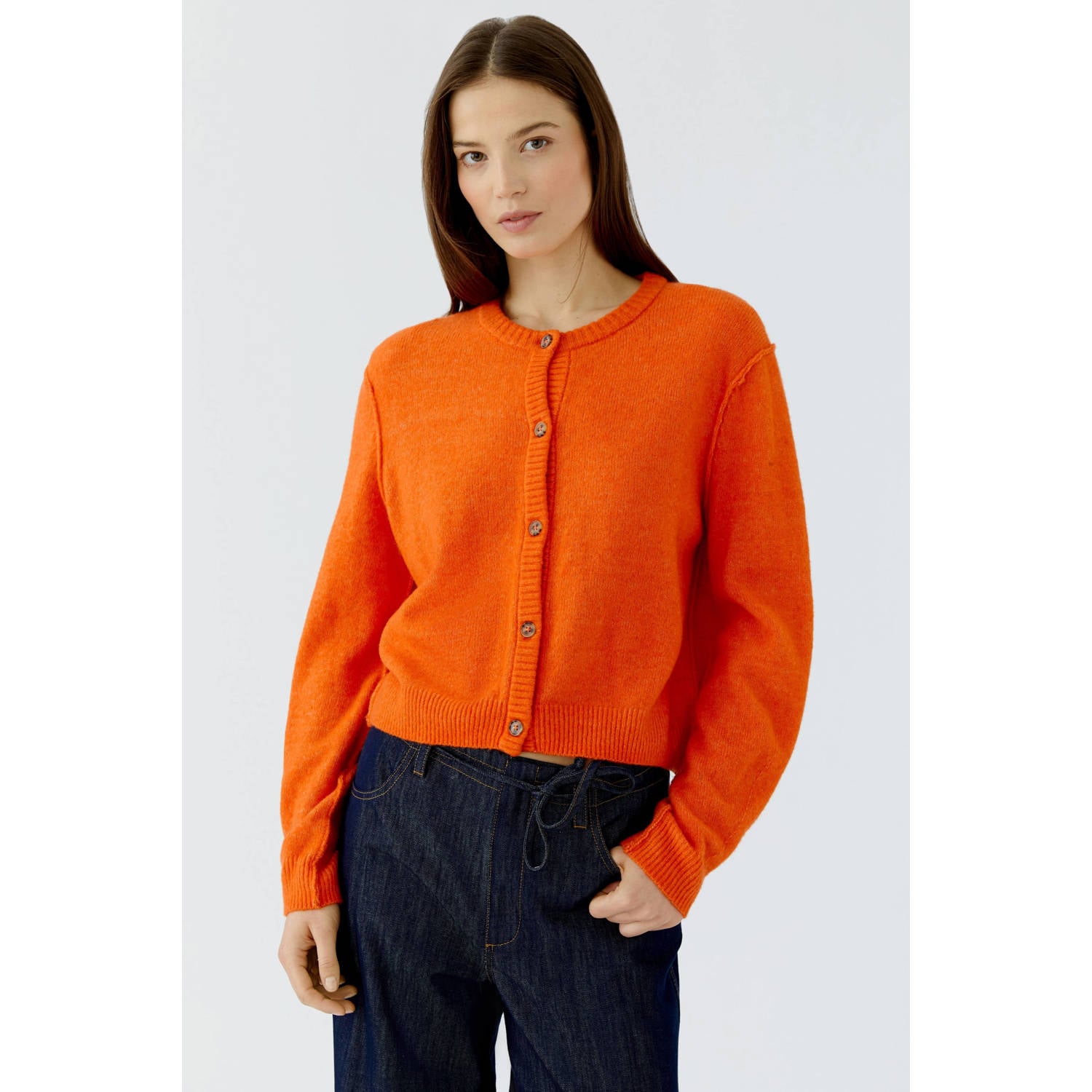 OUI gebreid vest met wol oranje
