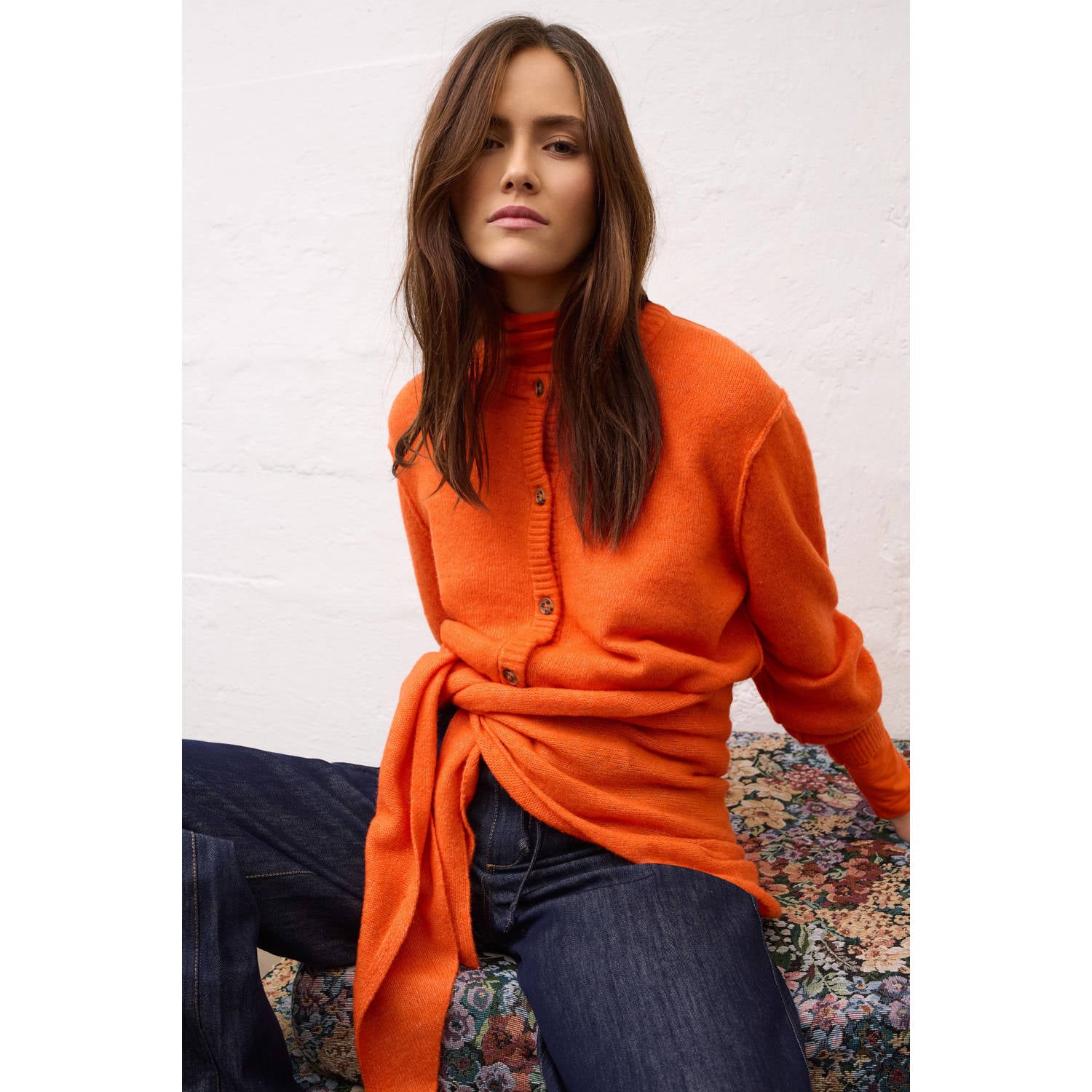 OUI gebreid vest met wol oranje