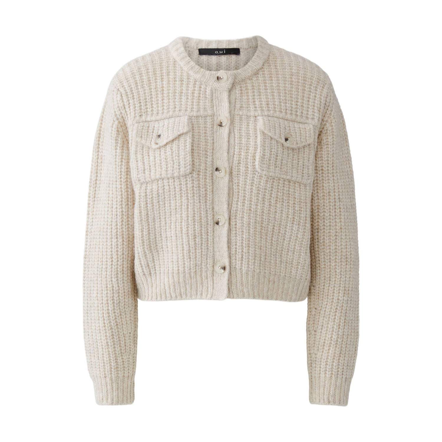 OUI gebreid vest met wol beige