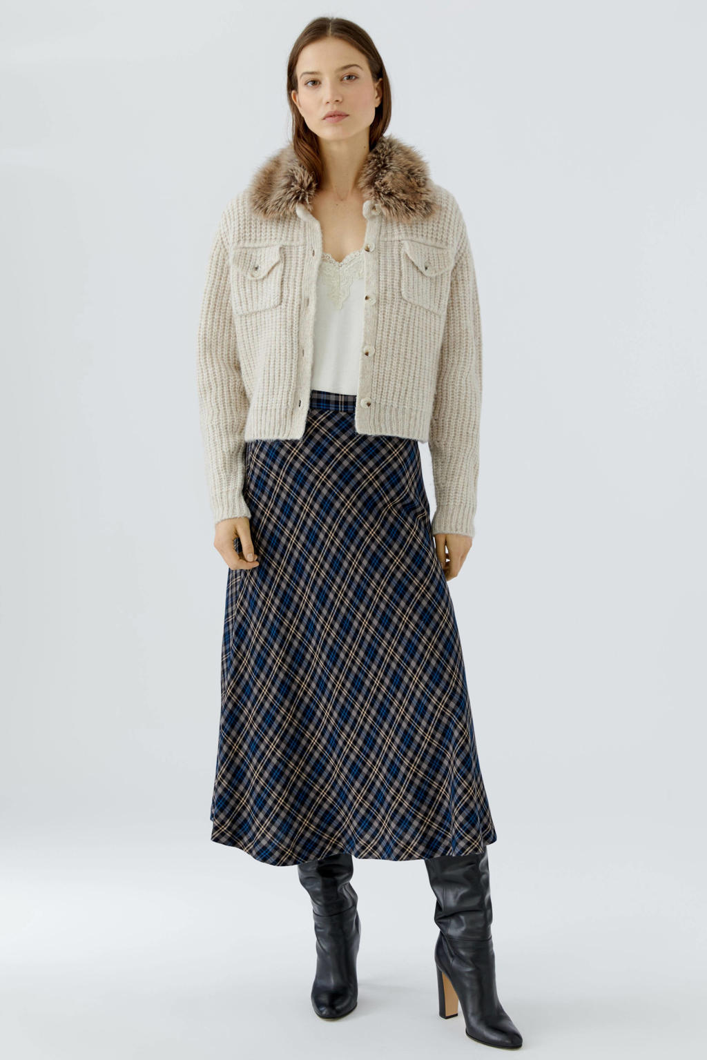 OUI gebreid vest met wol - beige