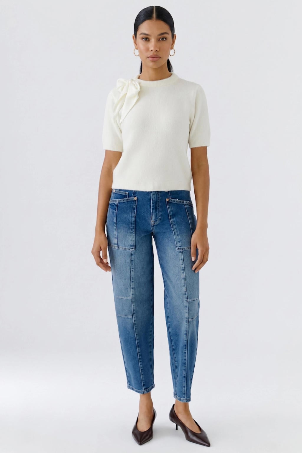 OUI barrel jeans - medium blauw denim