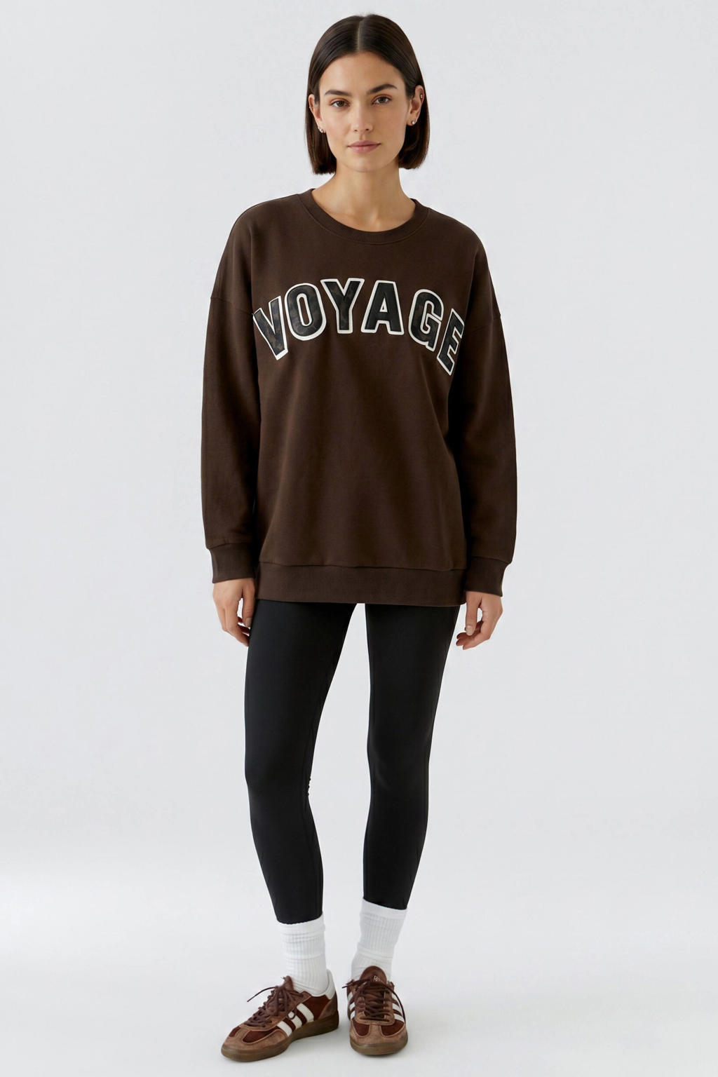 OUI sweater met tekst - bruin