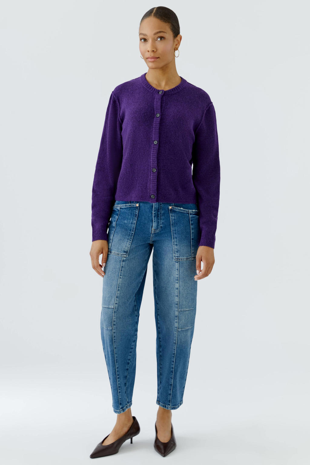 OUI gebreid vest met wol - paars