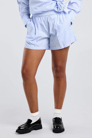 straight leg casual short met krijtstreep - blauw