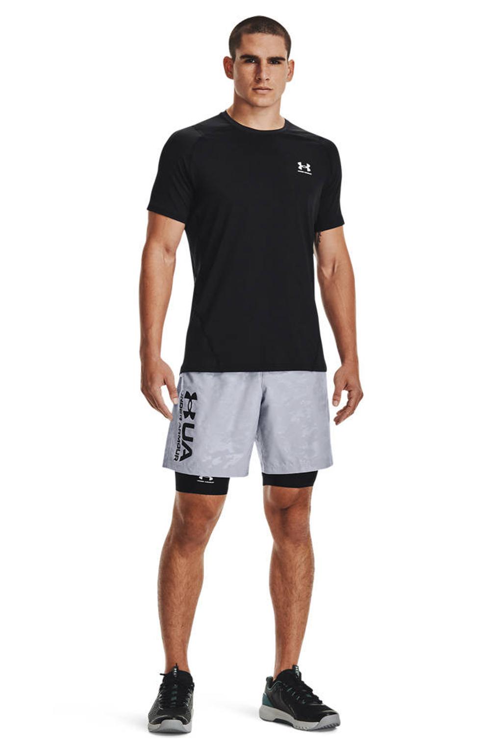 Zwarte heren Under Armour sportshirt van polyester met korte mouwen