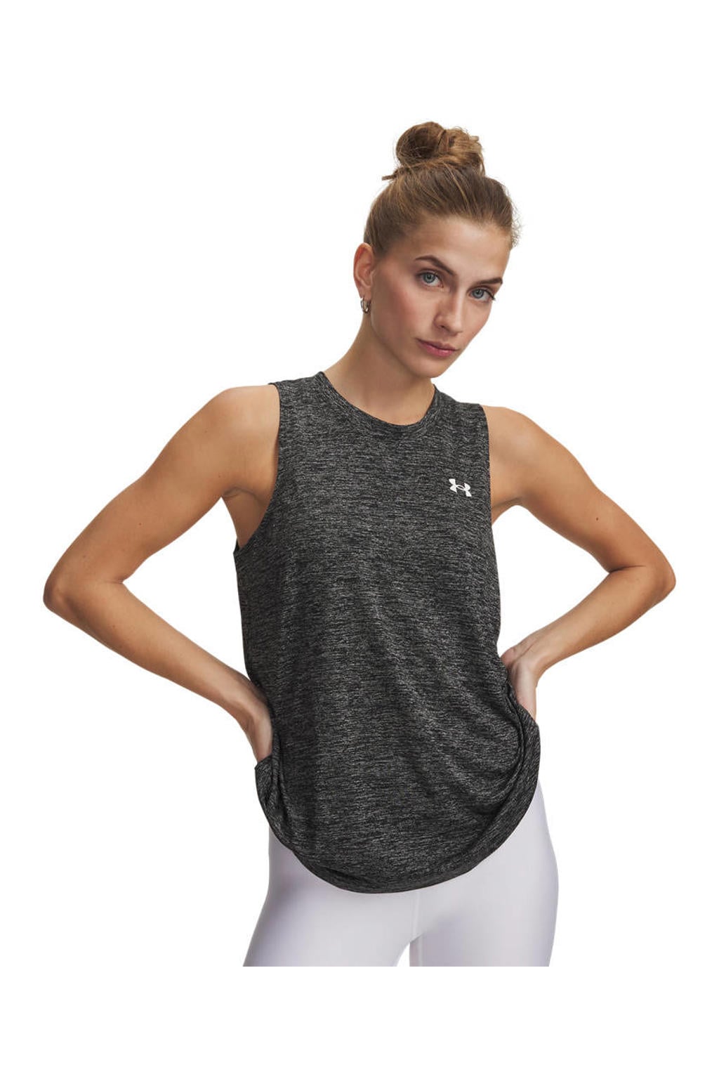 Zwarte dames Under Armour Tech Twist sporttop melange van polyester
