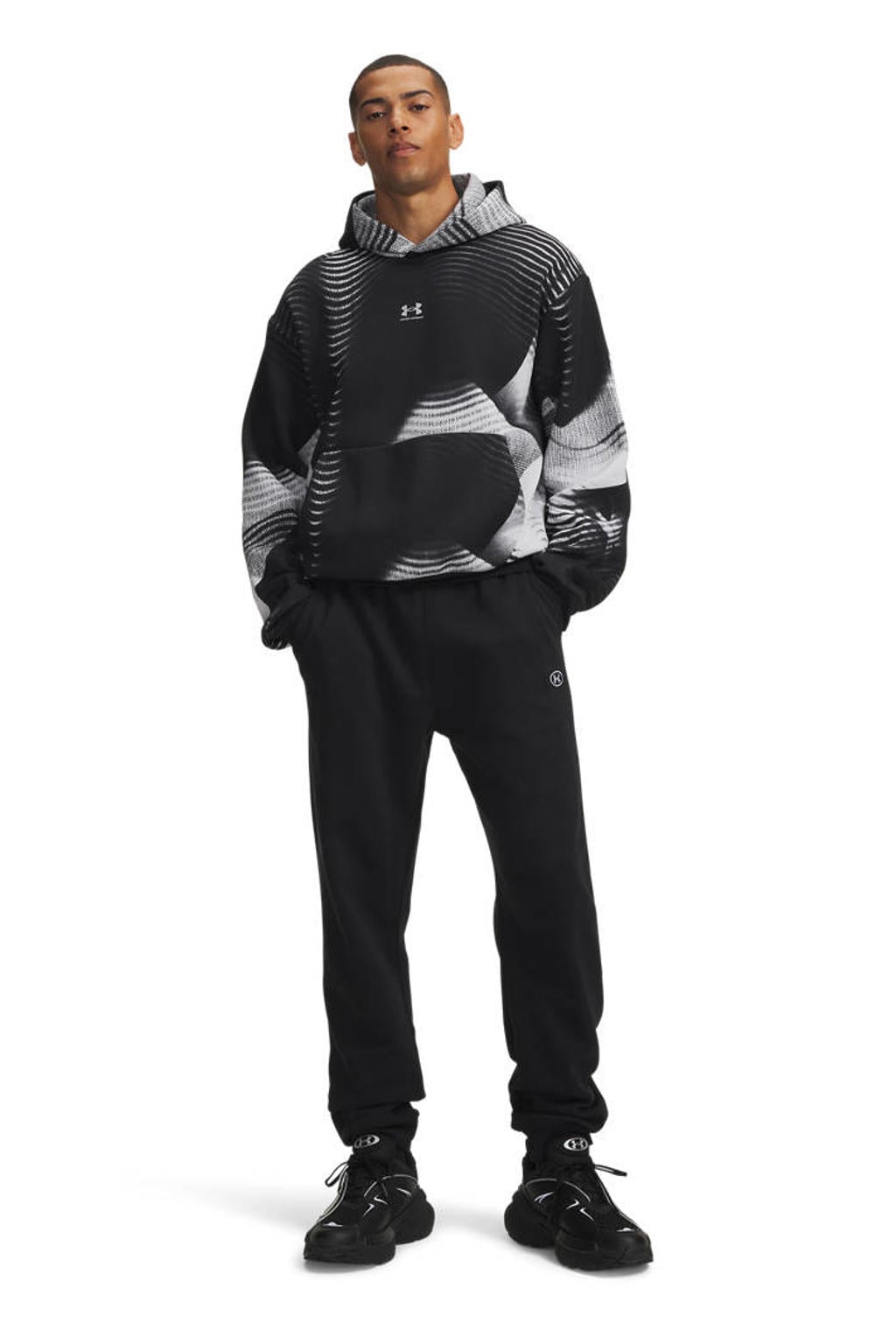 Zwarte heren Under Armour Rival fleece joggingbroek met regular fit en elastische tailleband met koord