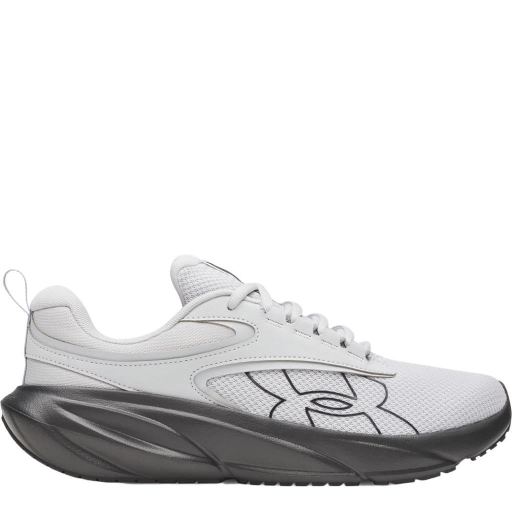Lichtgrijs en zwarte heren Under Armour Surge 5 hardloopschoenen - van 64% textiel/36% synthetic~outsole: 100% rubber
