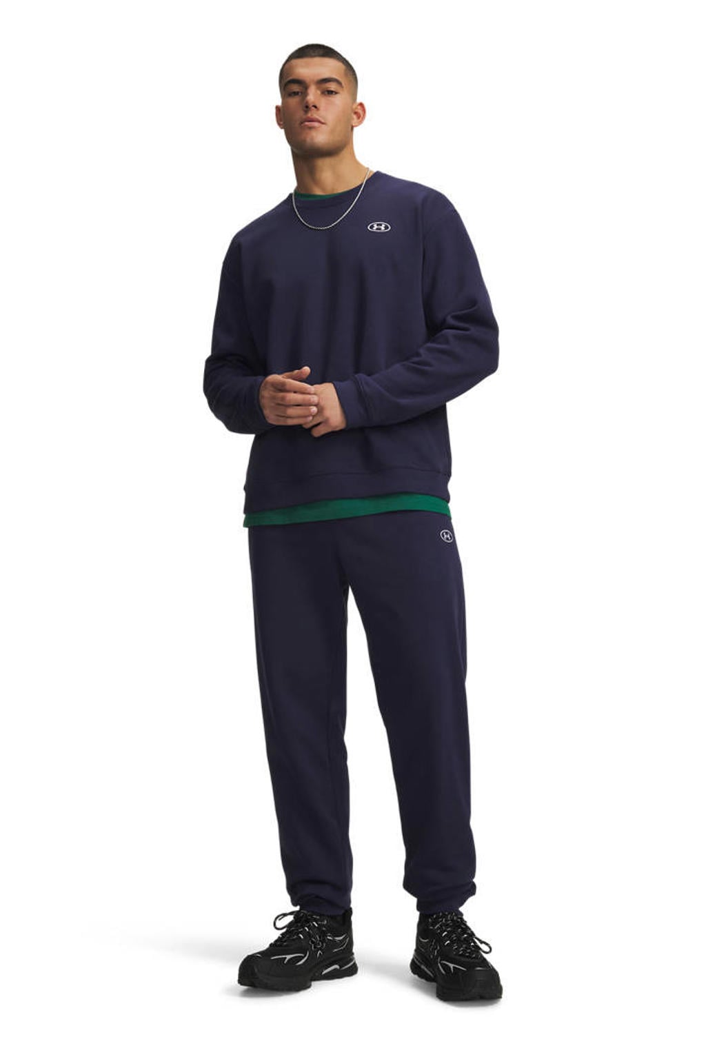 Donkerblauwe heren Under Armour Rival fleece joggingbroek met regular fit en elastische tailleband met koord
