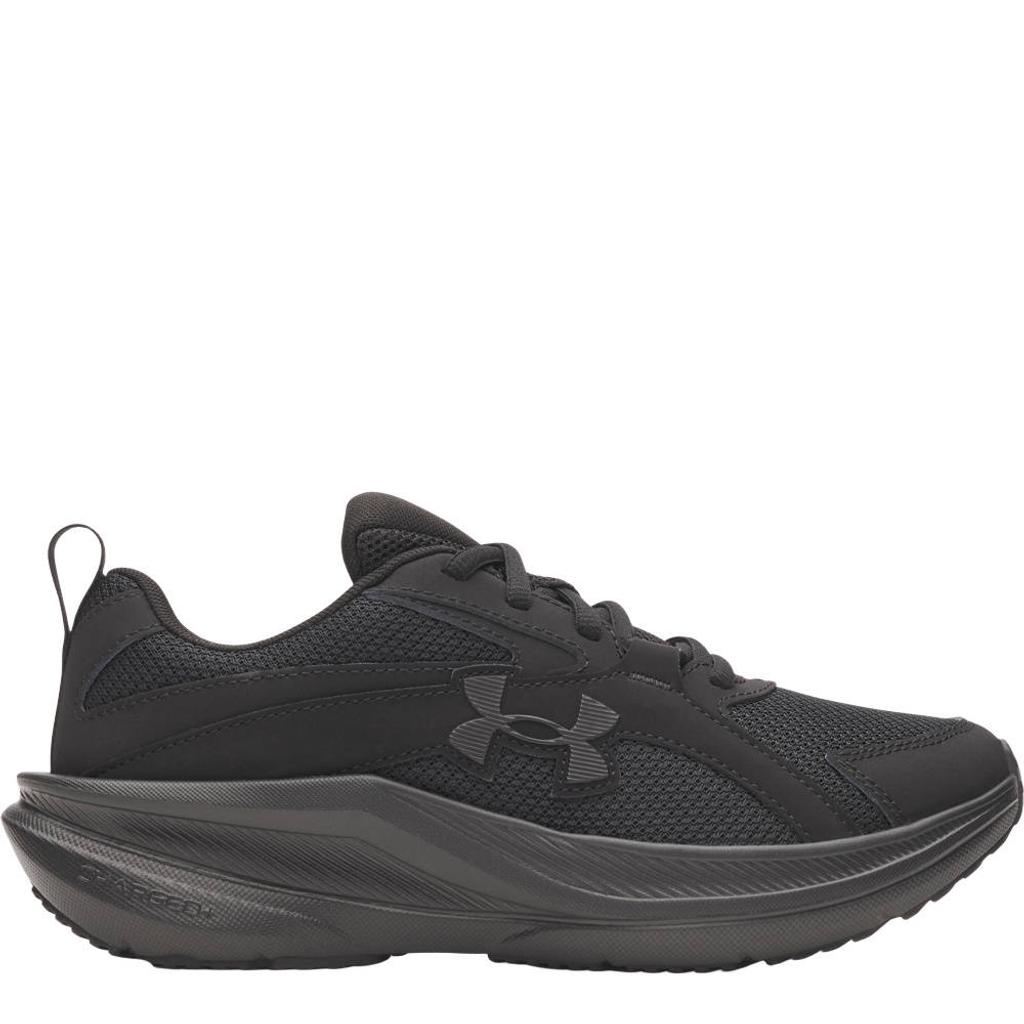 Zwarte jongens en meisjes Under Armour Assert 11 hardloopschoenen - van 47% leer/40% textiel/13% synthetic~outsole: 100% rubber met veters
