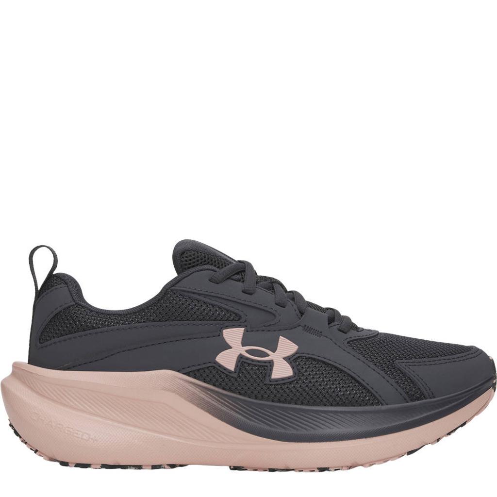 Zwart en lichtroze dames Under Armour Assert 11 hardloopschoenen - van 48% leer/40% textiel/12% synthetic~outsole: 100% rubber met veters