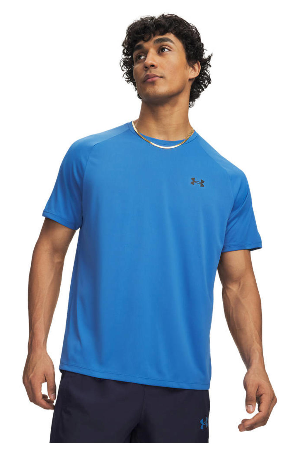 Blauwe heren Under Armour Tech 2.0 sportshirt van polyester met effen en korte mouwen