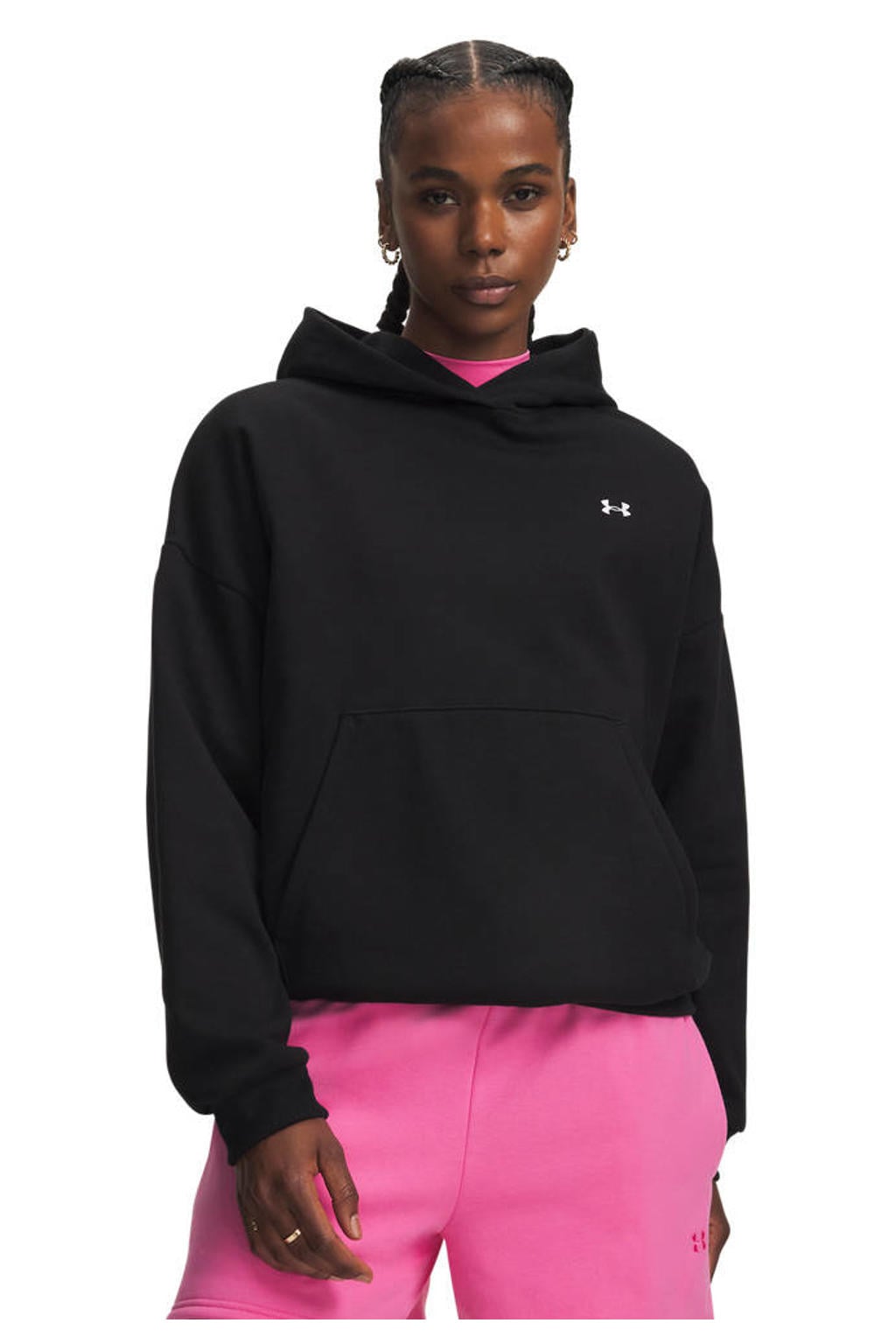 Zwarte dames Under Armour Icon hoodie van katoen met effen en lange mouwen