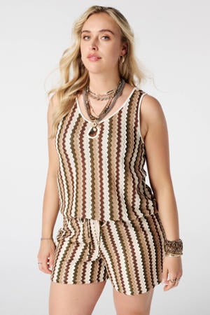 top met cut-out en print Plus Size - kaki