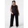 MS Mode mouwloze top Plus Size met plooien en stippen - zwart