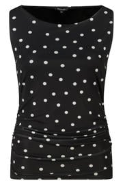 thumbnail: MS Mode mouwloze top Plus Size met plooien en stippen - zwart