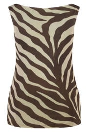 thumbnail: MS Mode mouwloze top met plooien en zebraprint Plus Size - bruin