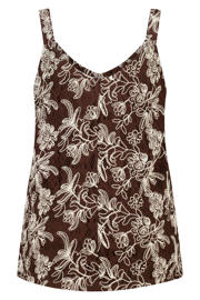 thumbnail: MS Mode gebloemde gehaakte top Plus Size - donkerbruin