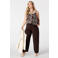 MS Mode gebloemde gehaakte top Plus Size - donkerbruin