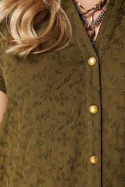 thumbnail: MS Mode viscose blouse met borduursels Plus Size - olijfgroen