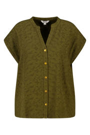 thumbnail: MS Mode viscose blouse met borduursels Plus Size - olijfgroen
