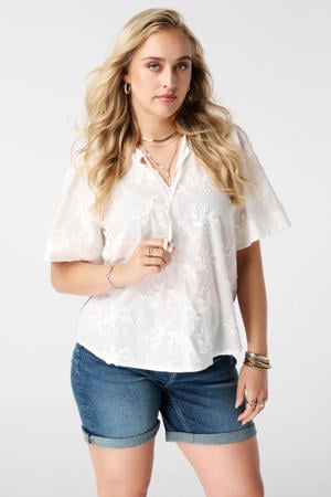 gebloemde blousetop Plus Size - wit