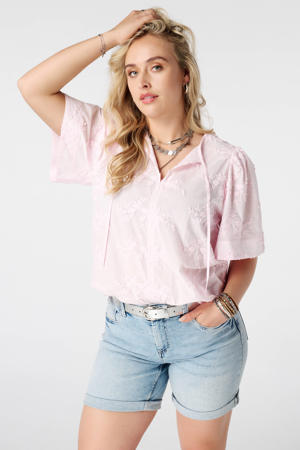gebloemde blousetop Plus Size - lichtroze