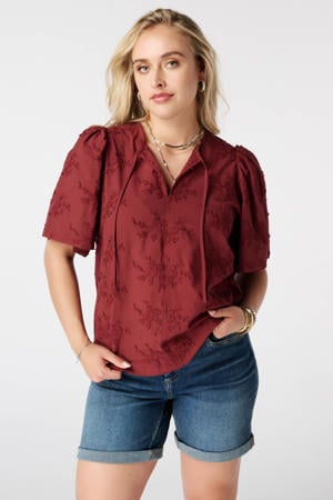 gebloemde blousetop Plus Size - roodbruin